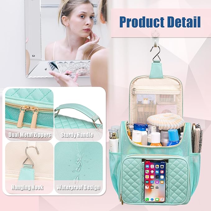 Otevan Large Toiletry Bag for Women Men,Portable Shower Caddy For College Dorms,Gym Shower Bag for Women, Quick Dry Hanging Toiletry Bag Bathroom Accessories Bag for Traveling, Camping Essentials