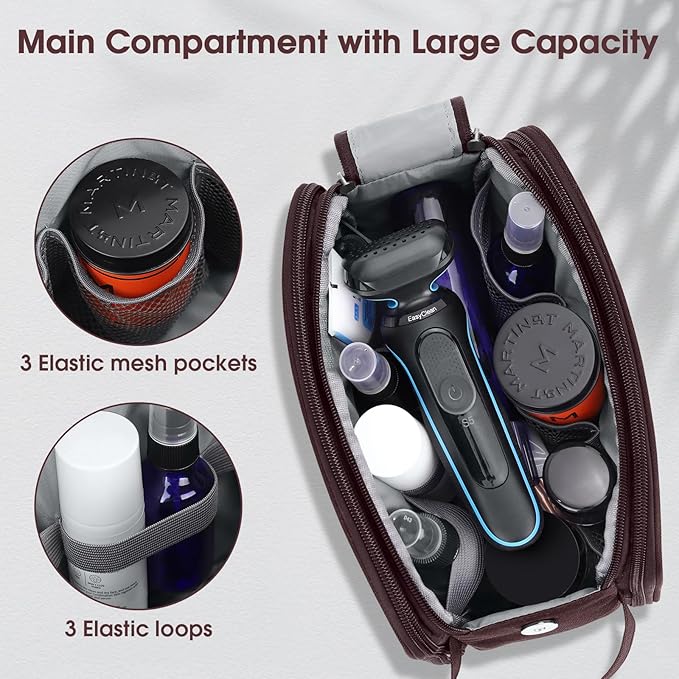 Wedama Toiletry Bag for Men, Handheld Travel Bag, Waterproof Toiletries, Thickened Polyester Dopp Kit, Toiletries Business Trips and Camping, Brown