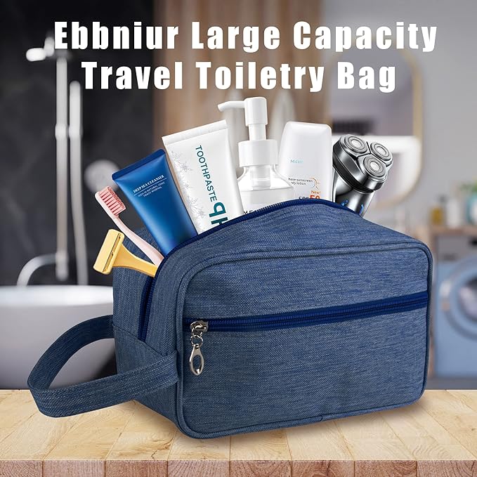 Toiletry Bag, Large Capacity Travel Bag for Toiletries, Waterproof Oxford Fabric Toiletry Organizer for Travel, Business Trips and Daily Use, Travel Essentials for Men or Women (Navy Blue)