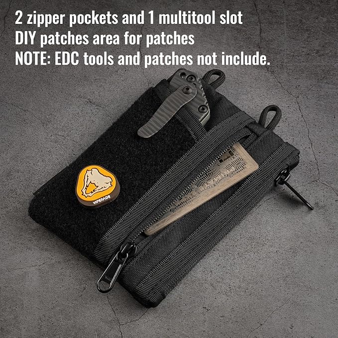 VIPERADE VE18 EDC Pouch, Pocket Organizer for Men, EDC Pocket Organizer, 3 Slots with 2 Zipper Pockets, Multitool Pouch