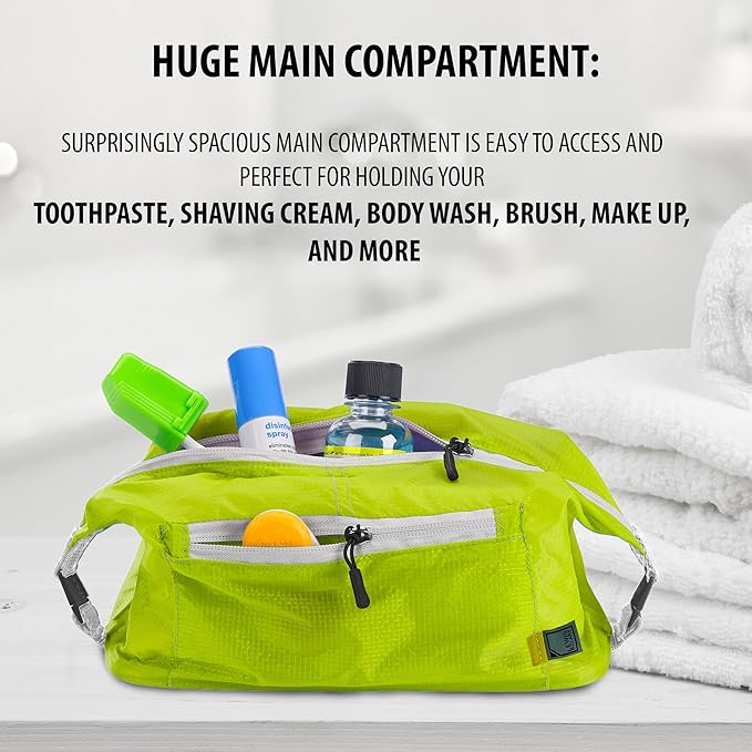 Lewis N. Clark ElectroLight Toiletry Kit, Waterproof Fabric Portable and Lightweight, Neon Lemon, One Size