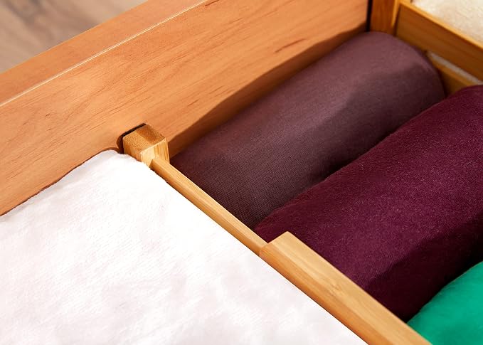 RoyalHouse Adjustable Bamboo Drawer Dividers Organizers, Expandable Drawer Separators for your Kitchen, Bedroom, Bathroom, Dresser, Office, and More (8 pieces)