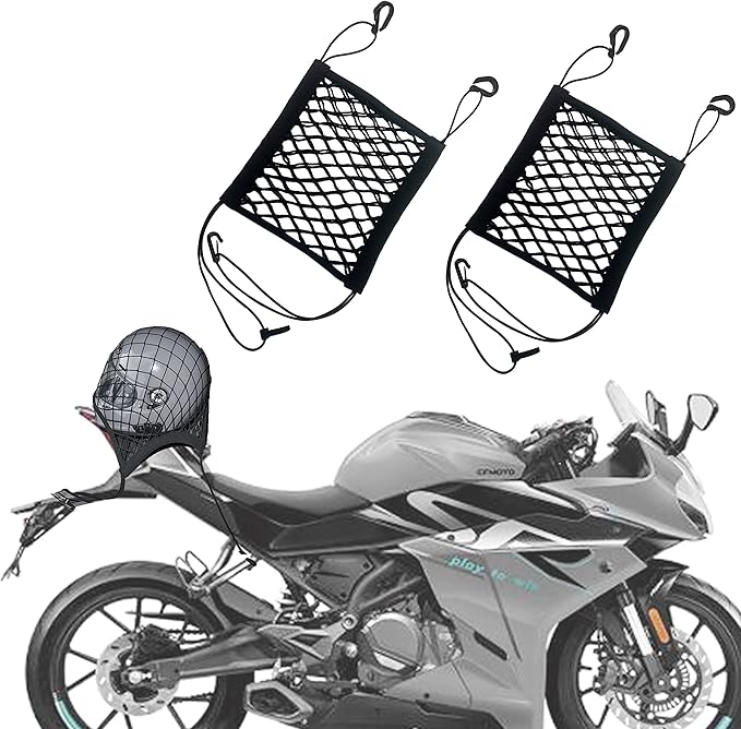 Upgrade Cargo Net for Motorcycle Helmet Storage, 11"X9.8" High-Elastic Double Layer Bungee Net (11x9.8 Inch)