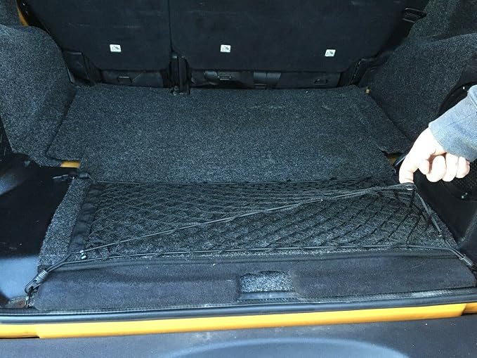 Rear Trunk Organizer Cargo Net for Jeep Wrangler 2007-2025 – Floor Style Cargo Net for SUV – Premium Mesh Car Trunk Organizer Vehicle Carrier Storag – Compatible with Wrangler