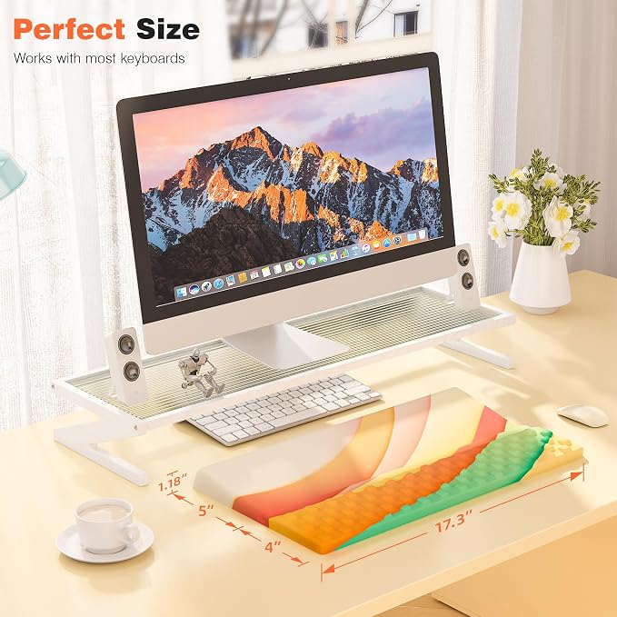 Ospelelf Keyboard Wrist Rest, Ergonomic Memory Foam Wrist Support for Typing & Gaming, Tilted Keyboard Pad, Aesthetic Desk Accessories for Office, Relief for Carpal Tunnel & Wrist Pain, Colorful