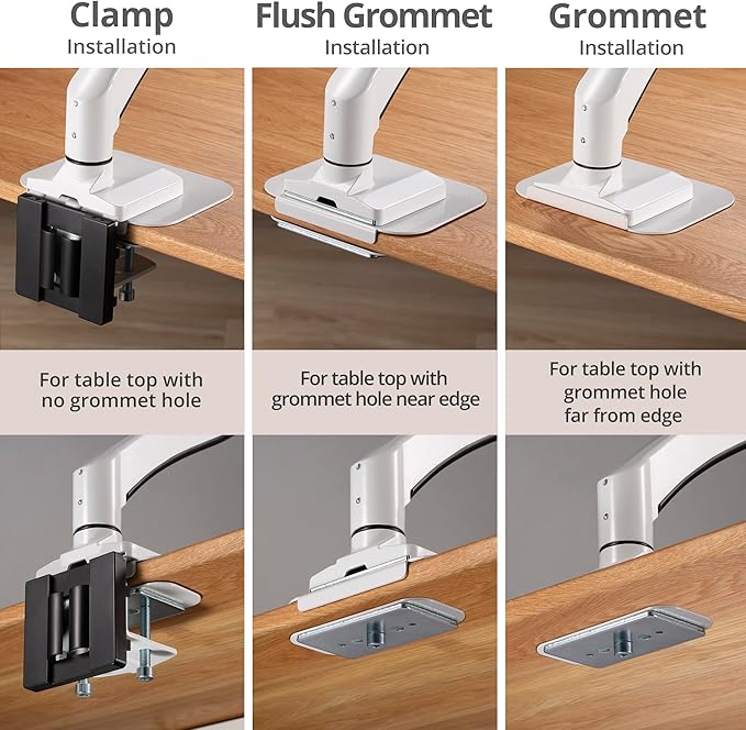 AVLT Adjustable Reinforcement Plate Bracket Mount for Fragile Tabletop - Supports Monitor Stand with C Clamp Or Grommet Installation - White
