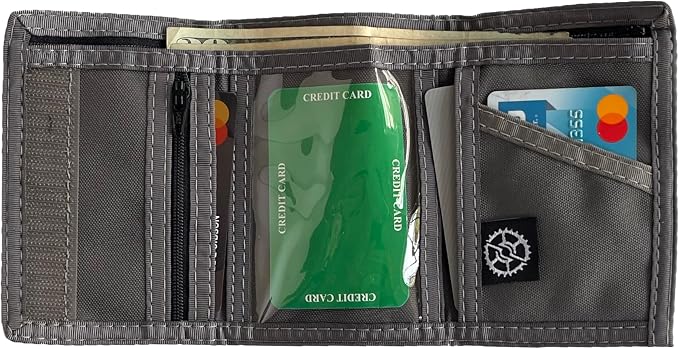 Sprocket Nylon Trifold Wallet with Zippered Coin Pocket & ID Window (Granite)