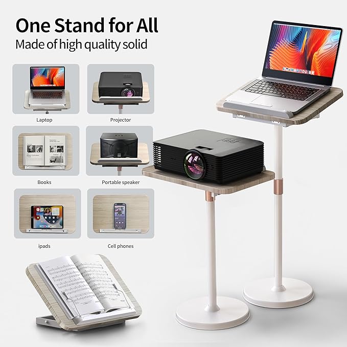 NAMON 2-in-1 Laptop Floor Stand & Desktop, Adjustable Height from 16.5" to 51", Perfect for Home, Office (White)