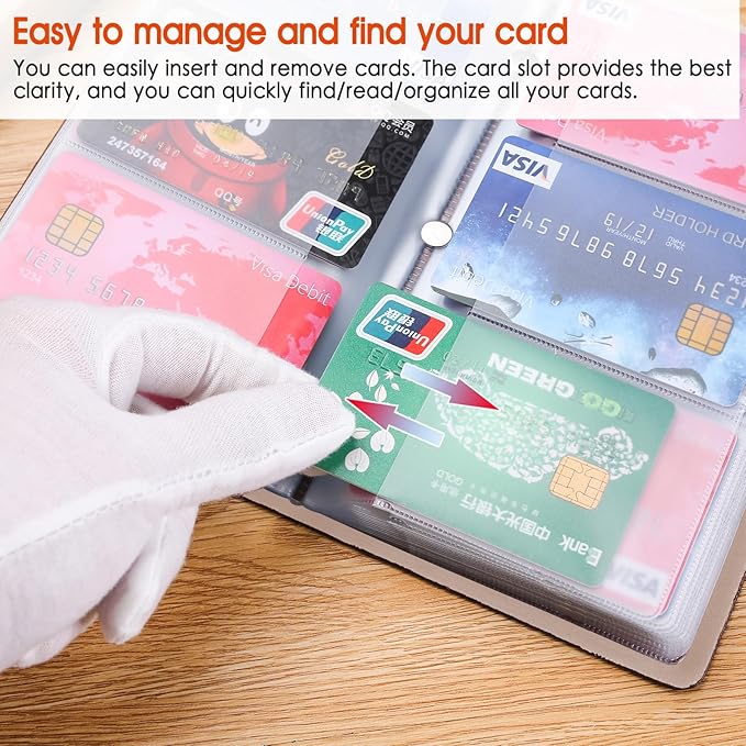 RFID Credit Card Holder, Leather Business Card Organizer with 96 Card Slots, Credit Card Case for Managing Your Different Cards and Important Documents to Prevent Loss or Damage (Delicious Food)
