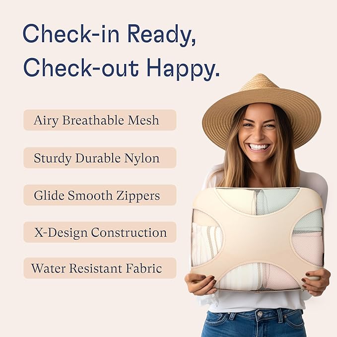 Shacke Packing Cubes for Travel 5 Set - Premium Luggage Organizer Bags - Versatile Travel Organizer for Women and Men - Optimized Packing Bags - Travel Essentials (Cream)