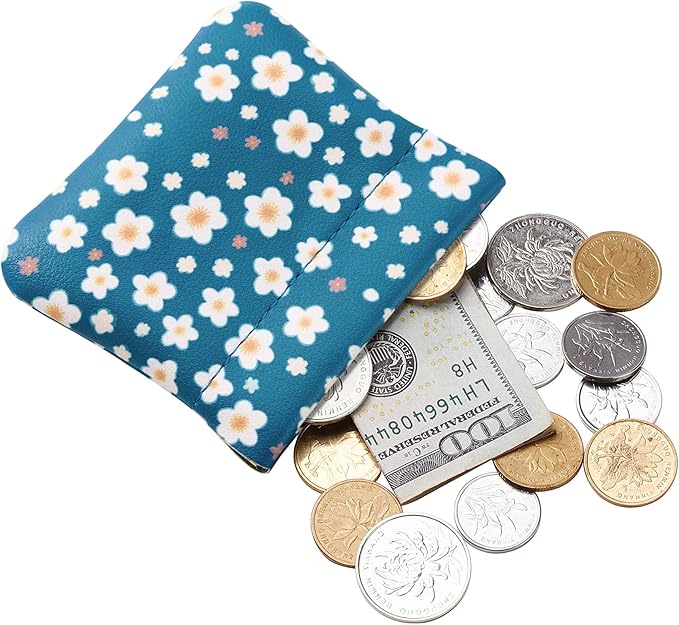 Travelambo Leather Squeeze Coin Purse Pouch Change Holder For Men & Women