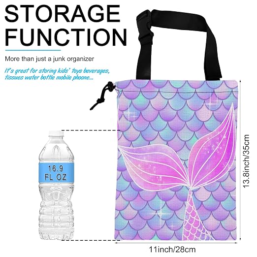 Car Trash Bag Mermaid Car Garbage Bag Hanging Car Trash Can for Back Seat with Drawstring