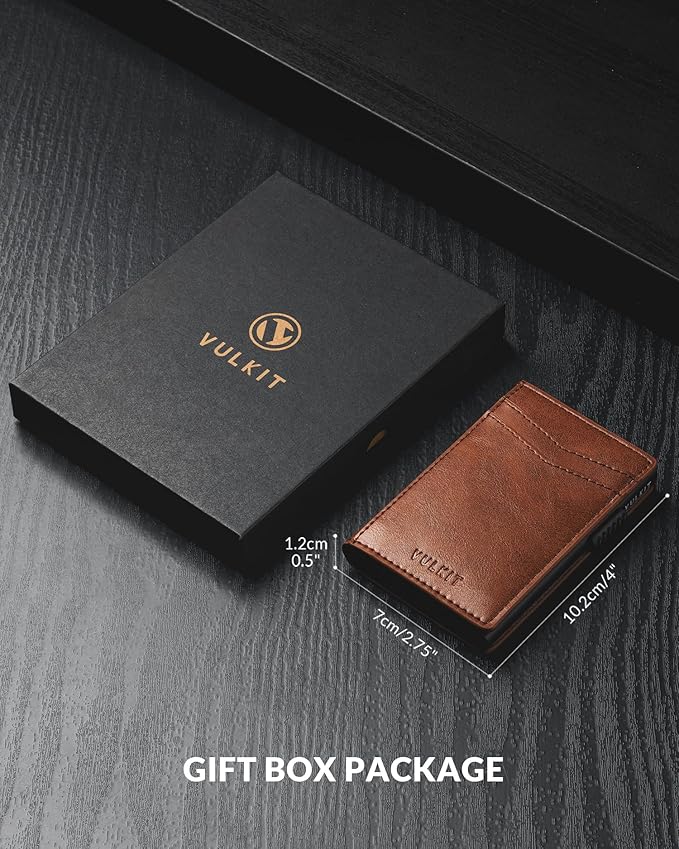 VULKIT Men's Slim Wallets Pop Up Card Holder RFID Blocking Metal Wallet Minimalist Design Holds Up to 11 Cards