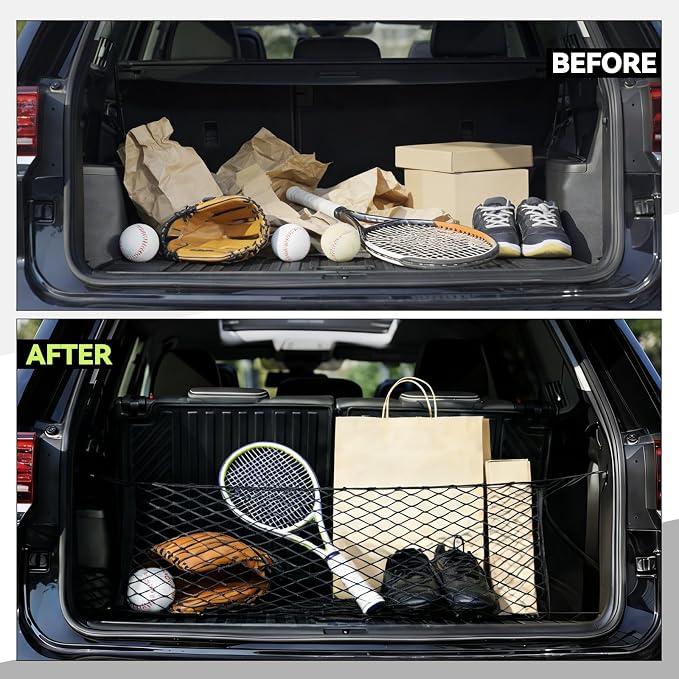 Tongama-Cargo Net for 2016-2026 Dodge Durango/Jepp Grand Cherokee, Heavy Duty Elastic Trunk Storage Net with Hooks for Dodge Durango/Jepp Grand Cherokee Car Exterior Accessories