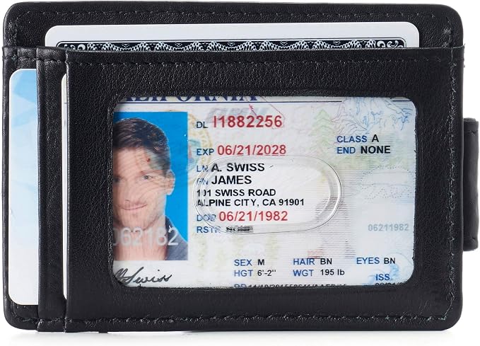 alpine swiss Harper Mens RFID Slim Money Clip Front Pocket Wallet Minimalist Leather ID Card Holder | RFID