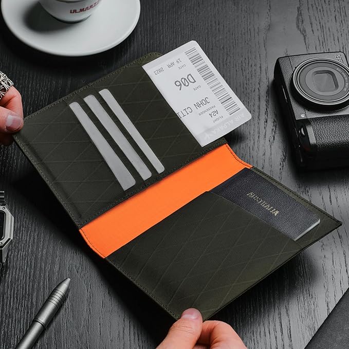 ALPAKA ARK Bifold Passport Wallet - Passport Holder with X-Pac VX21 Weatherproof Fabric, UV Proof, Passport Slot, 3 Card, Cash, Travle Documents Slots for Men Family Travel Journeys (Green)