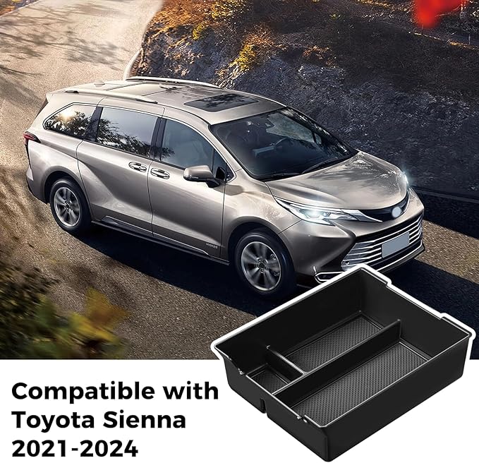 Center Console Organizer Compatible with 2021 2022 2023 2024 Toyota Sienna Accessories Center Console Tray Organizer ABS Armrest Box Insert Tray