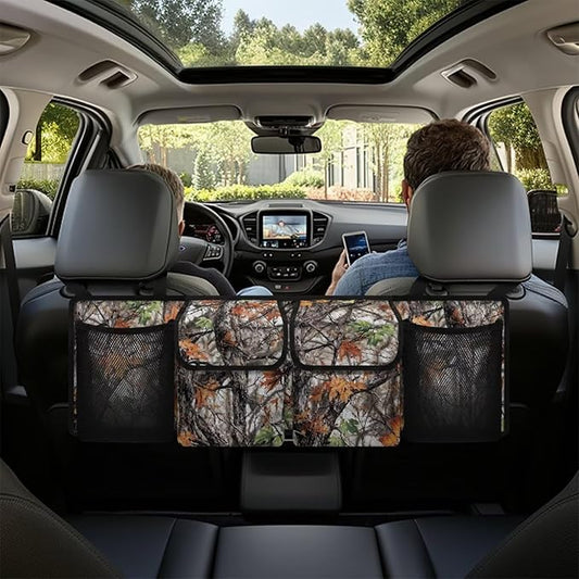 Hanging Car Trunk Organizer Collapsible Car Back Seat Storage Bag Tree Branches and Vines Print Auto Cargo Bags with 4 Large Pockets Universal Automotive Interior Accessories
