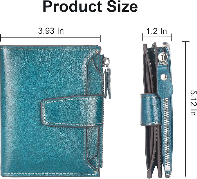 Lavemi Small Compact Women Wallet RFID Blocking Genuine Leather Bifold Purse with ID Windows