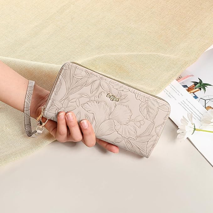 RNIEGA Wallet for Women Clutch Double Zip Around Credit Card Holder Leather Women's Wallet Large Capacity