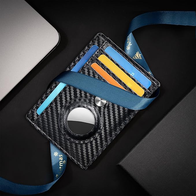 Hawanik Slim Minimalist Front Pocket Air Tag Wallet, RFID Blocking Card Holder Wallet with Airtag Holder