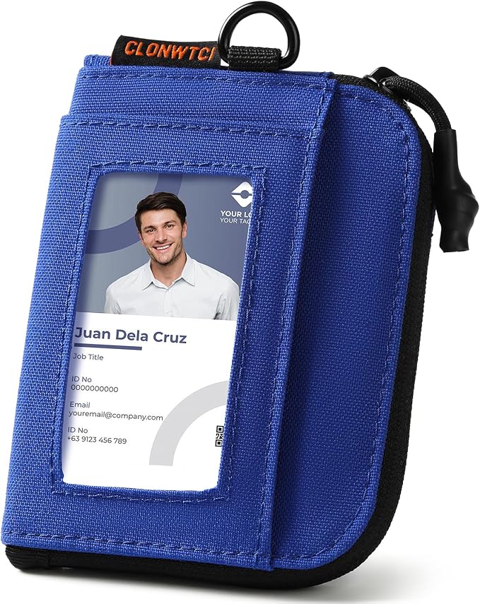 Coin Purse for Men, RFID Blocking 500D Nylon Small Wallet with Key Clip, Slim Front Pocket Card Holder, Zipper Coin Pouch & ID Window Organizer for Cards, Cash