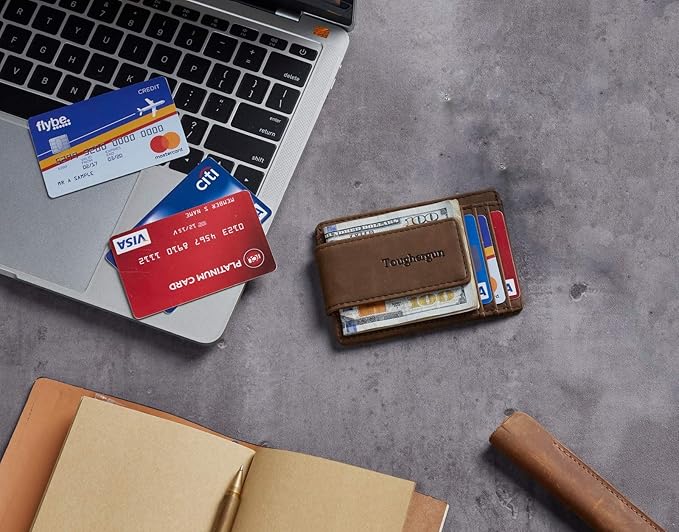 Toughergun Slim Wallet for Men RFID Blocking Money Clip, Minimalist Front Pocket Credit Card Holder, Magnetic Thin Mens Wallets with ID Window