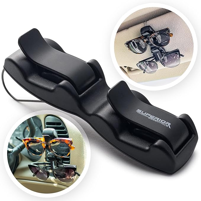 Sunglass Holder for Car Visor Clip - Sun-Glasses Holder and Ticket Card Clips - Car Visor Accessories - Luxury Eyeglass Car Mount