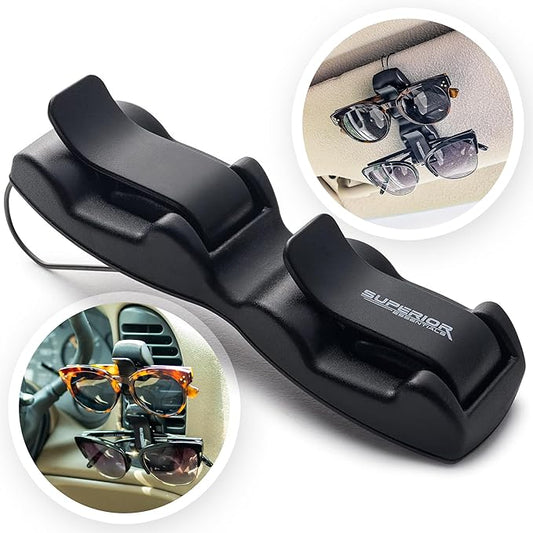 Sunglass Holder for Car Visor Clip - Sun-Glasses Holder and Ticket Card Clips - Car Visor Accessories - Luxury Eyeglass Car Mount