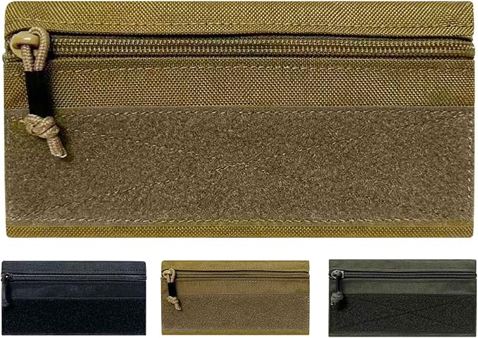 Tactical Admin Zipper Pouch with Hook and Loop, Carry On Bag Insert EDC Organizer Utility Storage Pocket Wallet for Snack Backpack Accessories Chest Ring