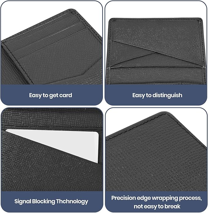 OLEIW Genuine Leather Minimalist Wallet: Slimfold Design for Front Pocket Comfort, Featuring Quick-Access ID Window & Secure RFID Blocking – The Ultimate Balance of Premium Texture and Daily Utility