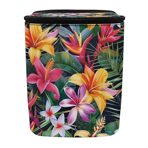 Biyejit Tropical Floral Car Trash Can Bin with Lid Hanging for Back Seat, Car Accessories for Women Men Leak Proof Automotive Garbage Cans Leakproof Vehicle Trash Can for Truck SUV