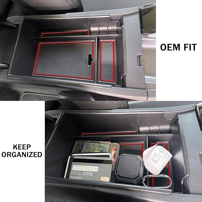 TACOBRO Center Console Organizer Compatible with Hyundai Sonata 2020 2021 2022 2023 Accessories, Sonata N-Line/Limited Insert Tray Secondary Storage Armrest Box ABS Red