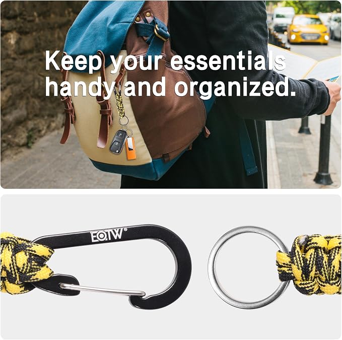 EOTW Carabiner Keychain,Paracord Keychain Small Aluminum Clip D Ring for Camping, Hiking, Fishing, Or As A Key Organizer