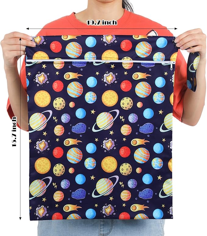 Shappy 2 Pack Large Travel Laundry Bags, Large Wet Dry Waterproof Dirty Clothes Bag for Suitcase, Swimsuit Beach Gym College Dorm Wet Bag(Astronaut)