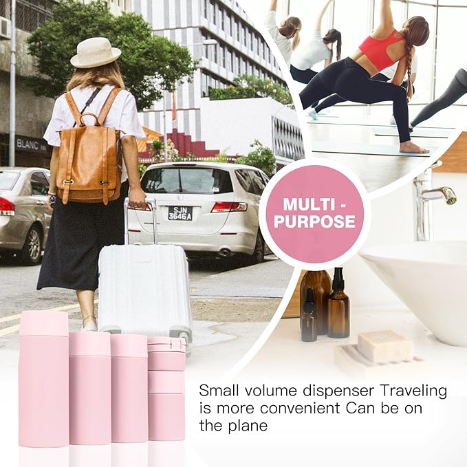 Suteng Travel Bottles for Toiletries, 5 Pack Travel Size Containers, TSA Approved Leak Proof - Silicone Toiletry Containers with Clear Bag for Shampoo, Conditioner & Lotion, Travel Essentials