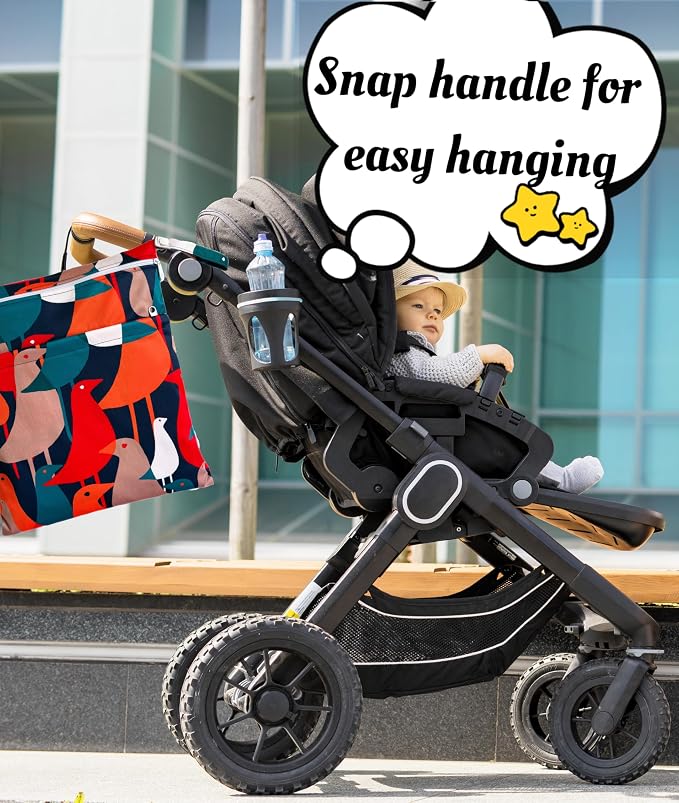 Wet Dry Bag for Cloth Diapers, 2PCS Waterproof Reusable Wet Bag with Zippered Pockets, Washable, Reusable for Travel, Beach, Pool, Stroller, Diapers, Dirty Gym Clothes, Swimsuits, 14x12In & 12x11In