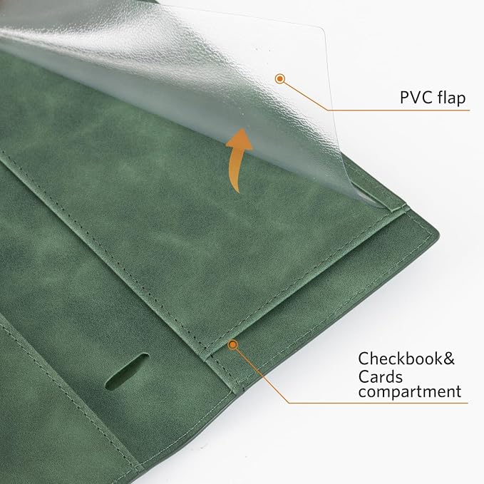 CoBak Premium Leather Checkbook Cover - RFID Blocking, Classic Design, Slim & Durable - Perfect for Personal & Business Checks