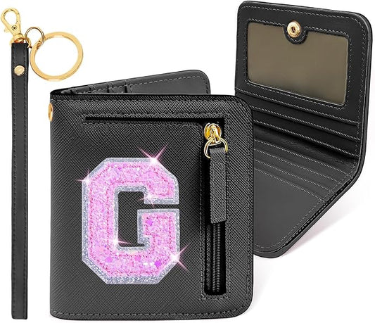 COSHAYSOO Graduation Gifts for Her Trendy Black Wallet Graduates Travel Essentials Purse Personalized Best Friend Sister Birthday Christmas Thanksgiving Gifts Initial Black Letter G