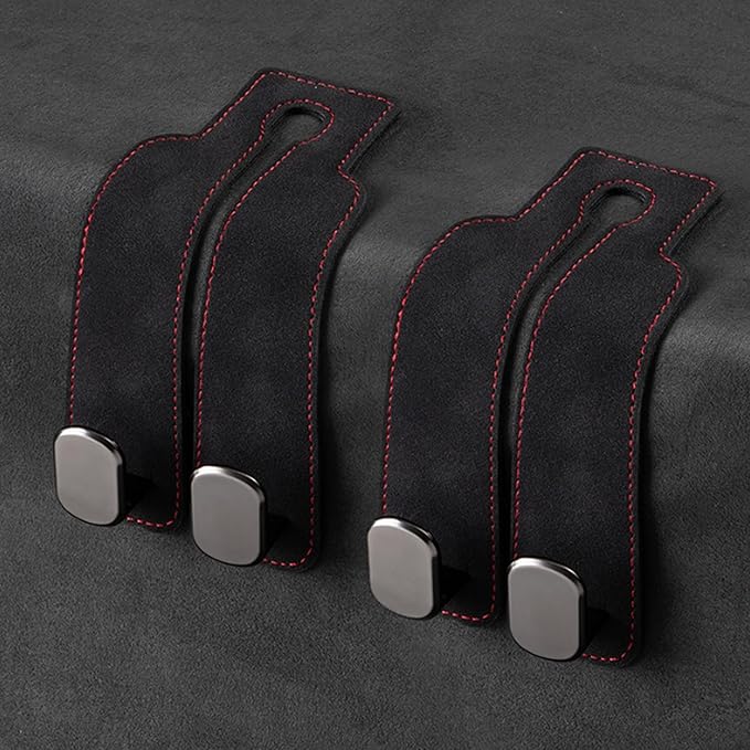 2 Pack Car Seat Back Hooks for Land Rover Discovery Sport 7 Seats 2020-2023 Suede Metal Interior Hanger Organizer Heavy Duty Durable Headrest Storage Accessories,Black