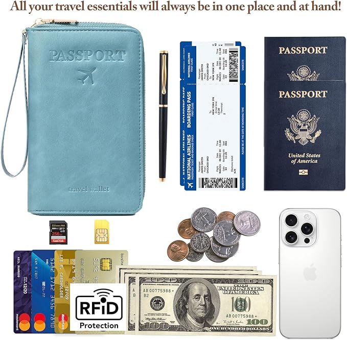 Family Passport Holder for Travel Women and Men RFID Passport Holder with Card Slots Holder Passport Case Passport cover Passport Wallet Travel Essentials and Accessories