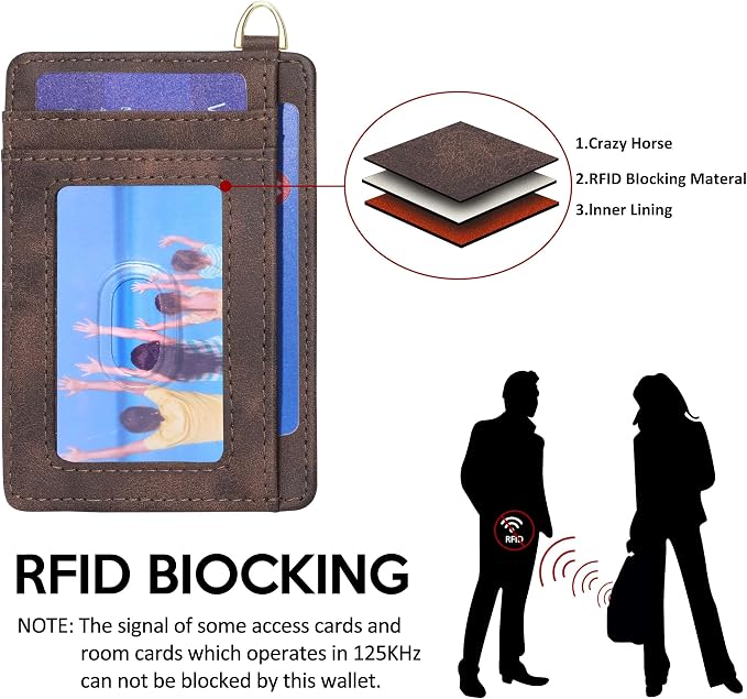 Badiya Credit Card Holder Slim Minimalist Wallet, Front Pocket Purse RFID Blocking Wallet Compact Card Case with ID Window for Women & Men