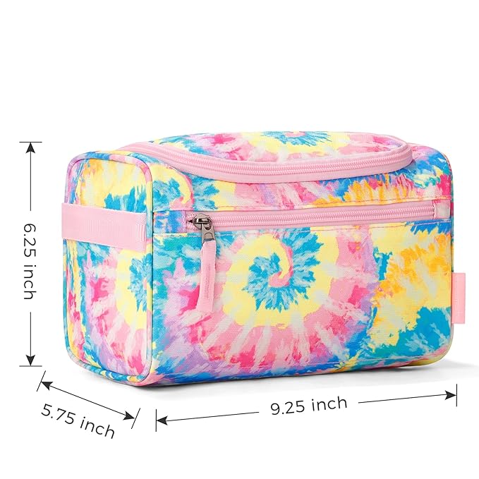 Choco Mocha Kids Toiletry Bag for Girls, Travel Hanging Waterproof Cute Toiletry Bag for Teens Girls Christmas Gifts, Tie Dye, Colorful
