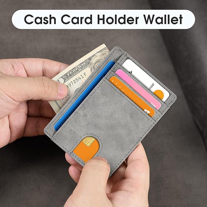 Slim Minimalist Wallet for Men,Front Pocket Wallet RFID Blocking Small Thin Credit Card Holder,ID Card Case Gift for Men Grey