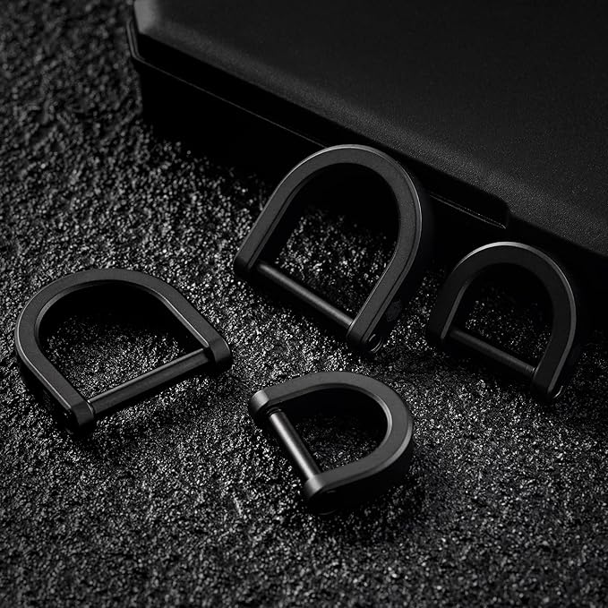 KeyUnity KA17 Titanium D Ring Key Shackle, U Shape Key Ring Horseshoe Clasp for Car Fob, DIY Leather Key Organizer Keychain