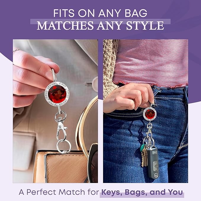 Women’s Bag Charm Key Finder, Car Keychain Hook, Cute Purse Organizer & Tote Bag Accessories, Gifts for Mom - Gems