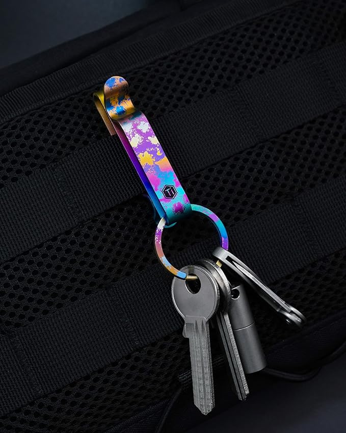 KeyUnity KM00 Titanium Belt Loop Keychain Clip Double Side Quick Release Key Holder with Detachable Key Ring