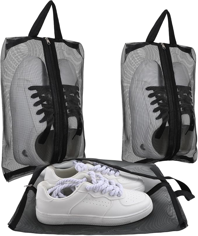Tyqour 2 Pack Shoe Travel Bag Travel Shoe Bags for Storage Reusable Shoe Bags for Travel with Zipper Travel Essentials Women for and Men Shoe Bag for Gym Sport(2 Size)