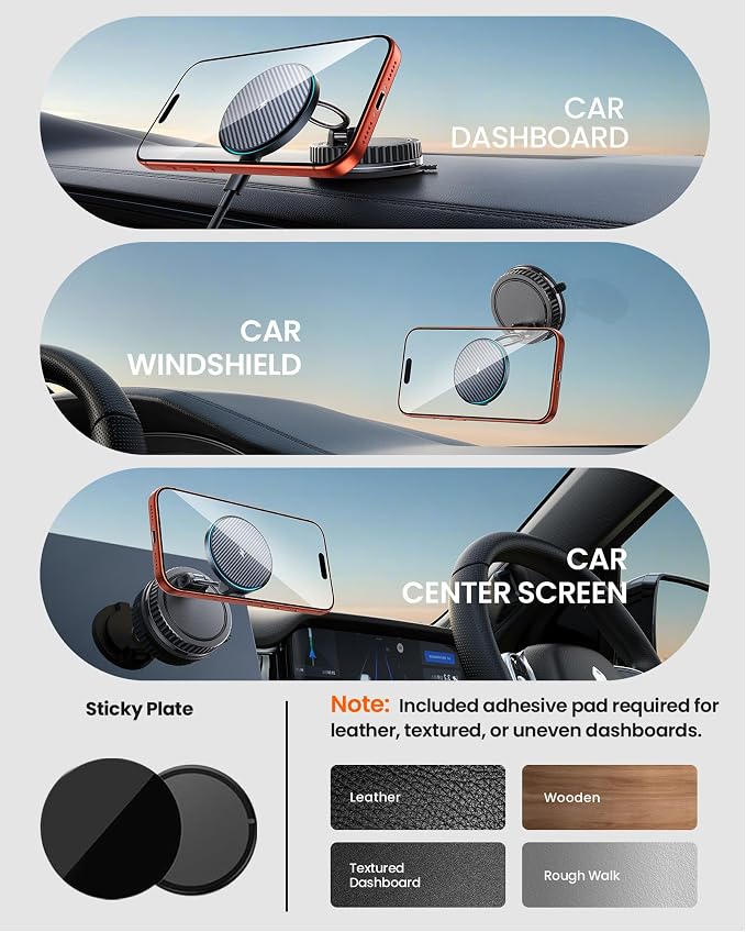 MagSafe Car Mount Charger 15W, Magnetic Wireless Car Charger [89+LBS Strong Suction, 2800gf Strong Magnetic] Car Phone Holder, Phone Holders for Your Car Accessories for iPhone 17-12, Samsung, Gifts