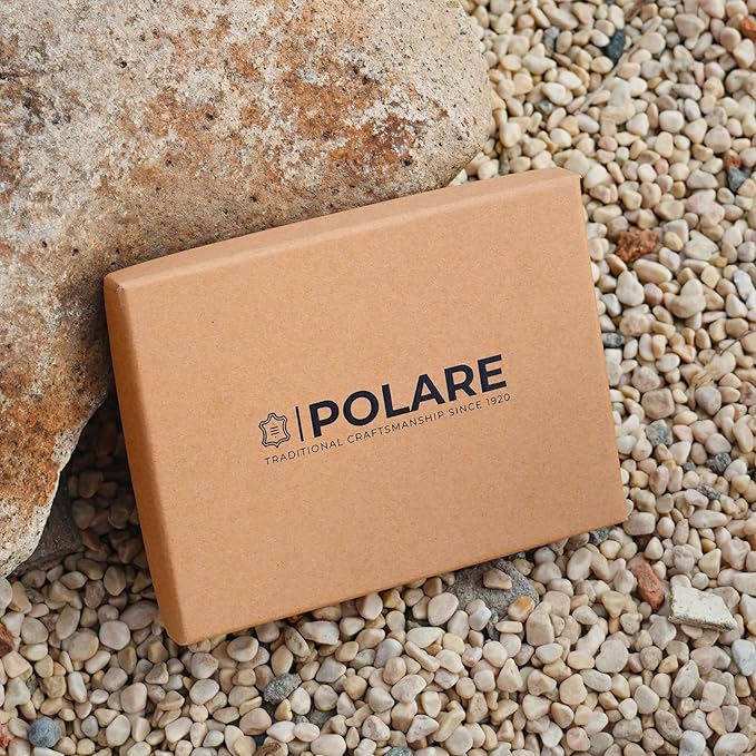 Polare Full Grain Leather Slim and Soft RFID Blocking wallet For Men Snap Bifold Travel Wallet Passport Holders 2 Passports (Dark Brown with AirTag Slot)